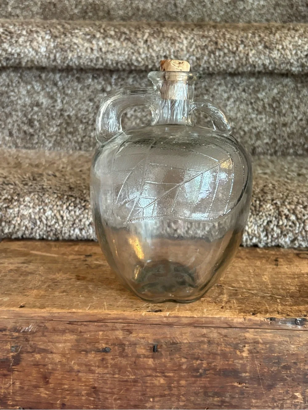 Clear Glass Apple-Shaped Decorative Bottle with Cork